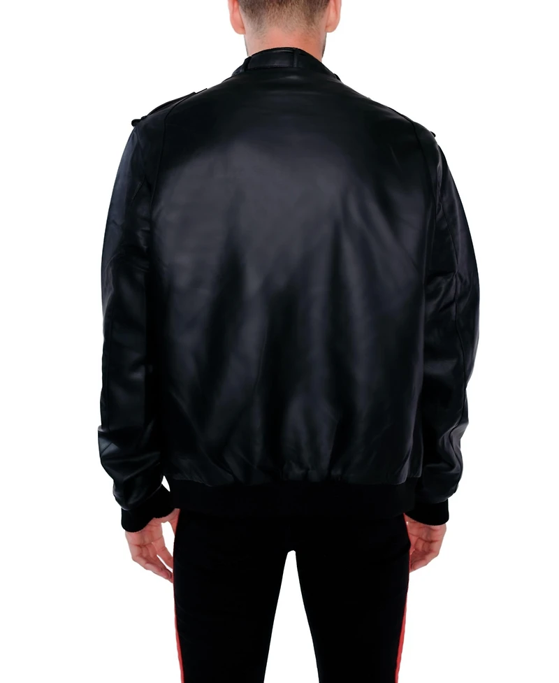 Members Only Men's Faux Leather Iconic Racer Jacket