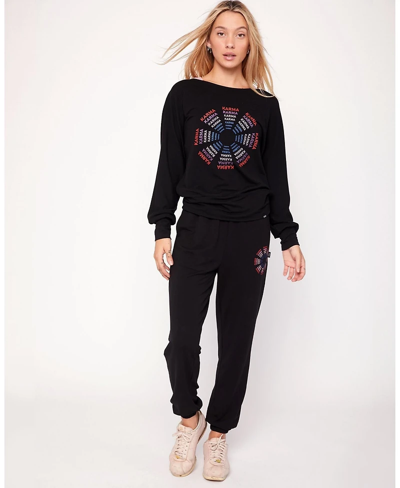 Rebody Active Women's Karma Graphic Viscose Blend Long Sleeve Top