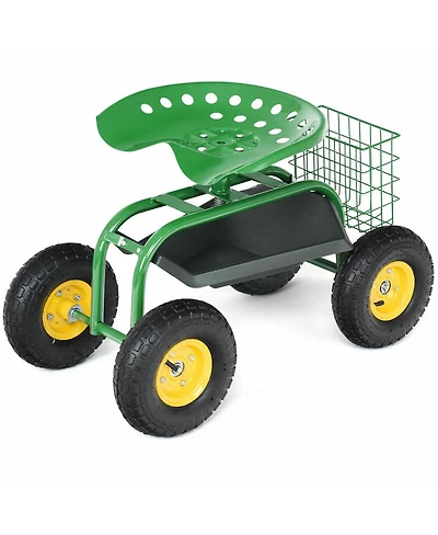 Costway Rolling Tray Gardening Planting with Work Seat Garden Cart