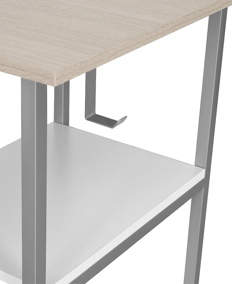Techni Mobili Wood L-Shape Home Office with Storage Two-Tone Desk
