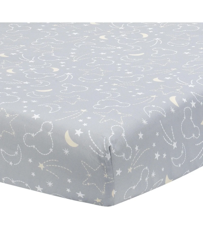 Lambs & Ivy Baby Disney Mickey Mouse Gray/Yellow Celestial Fitted Crib Sheet by