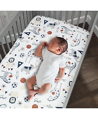 Lambs & Ivy Hall of Fame Animals/Sports 100% Cotton Fitted Baby Crib Sheet