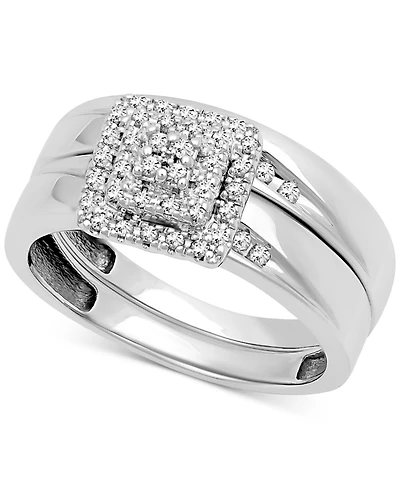 Diamond Square Cluster Bridal Set (1/4 ct. t.w.) 14k White Gold
