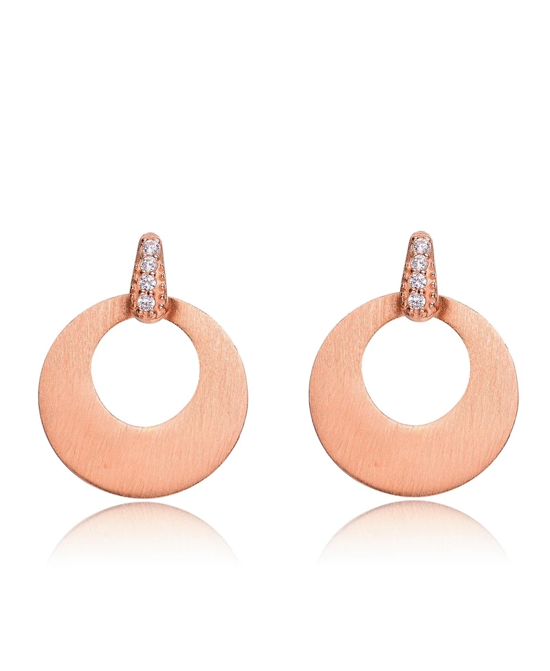 Sterling Silver Cubic Zirconia Circle Short Drop Earrings