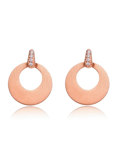 Sterling Silver Cubic Zirconia Circle Short Drop Earrings