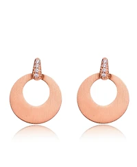 Sterling Silver Cubic Zirconia Circle Short Drop Earrings