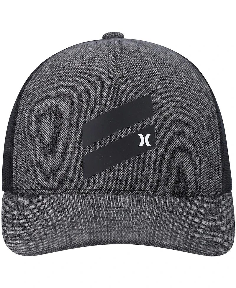 Men's Hurley Heathered Black Icon Slash Trucker Snapback Hat