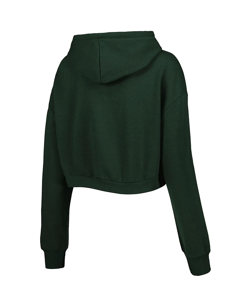 Women's The Wild Collective Green Bay Packers Cropped Pullover Hoodie