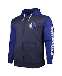 Men's Fanatics Navy, Royal Dallas Mavericks Big and Tall Down and Distance Full-Zip Hoodie