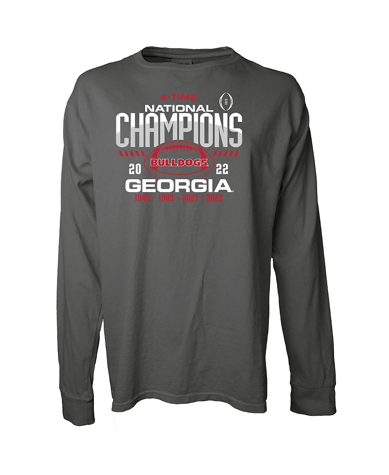 Women's Blue 84 Gray Georgia Bulldogs Four-Time College Football National Champions Overdye Long Sleeve T-shirt