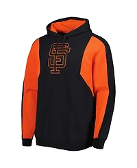 Men's Mitchell & Ness Black and Orange San Francisco Giants Colorblocked Fleece Pullover Hoodie
