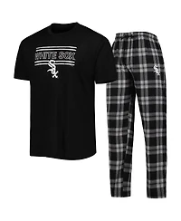 Men's Concepts Sport Black and Gray Chicago White Sox Badge T-shirt and Pants Sleep Set