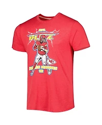 Men's Homage Patrick Mahomes Heathered Red Kansas City Chiefs Nfl Blitz Player Tri-Blend T-shirt