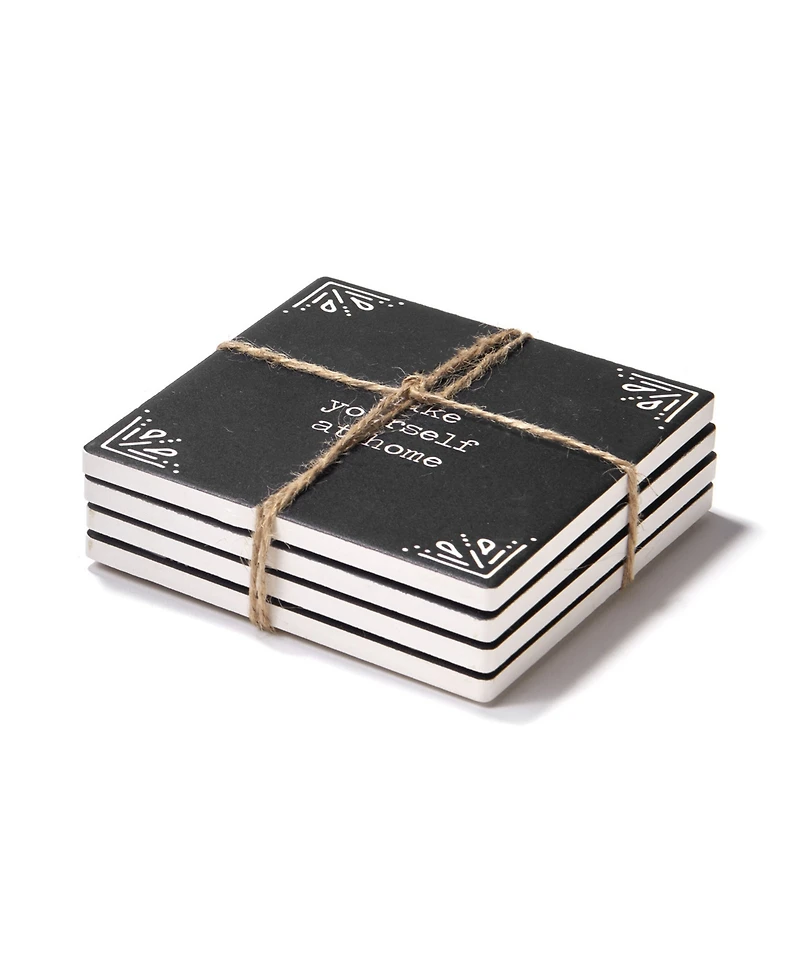 American Atelier 4.25'' D Happy Place Ceramic Coasters Set, 4 Piece