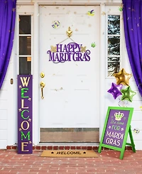 Glitzhome 42" H Mardi Gras Welcome Wooden Porch Sign