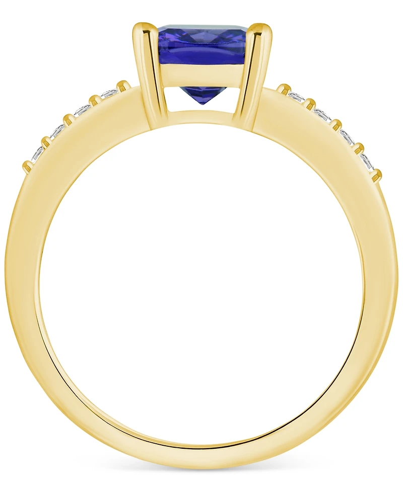 Tanzanite (2-1/3 ct. t.w.) & Diamond (1/8 Cushion Ring 14k Gold