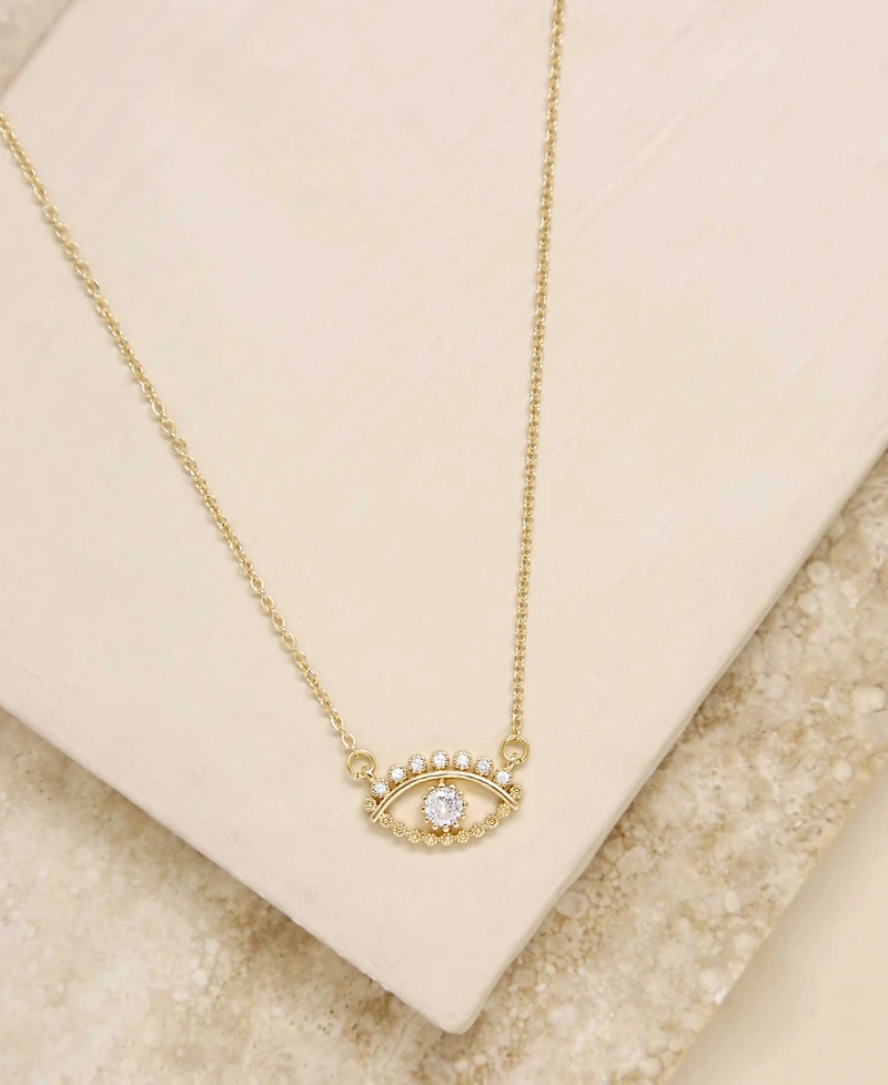 Ettika All Knowing Eye Faux Cubic Zirconia Necklace