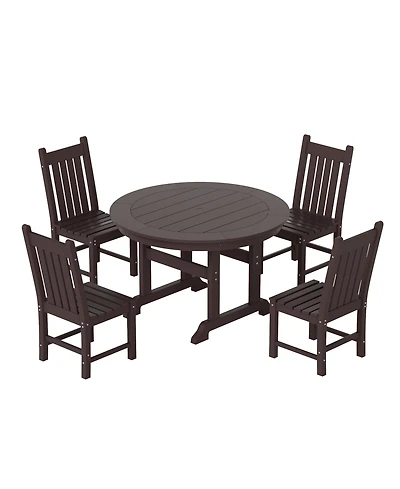 WestinTrends 5 Piece Outdoor Patio Dining Set Round Table and Chair