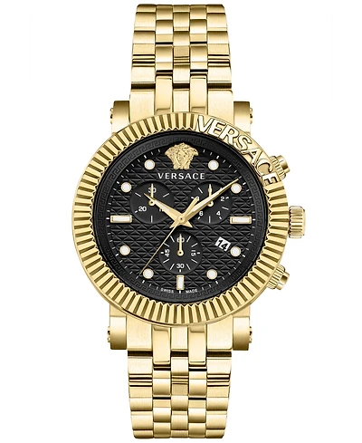 Versace Men's Swiss Chronograph V-Chrono Gold Ion Plated Bracelet Watch 45mm