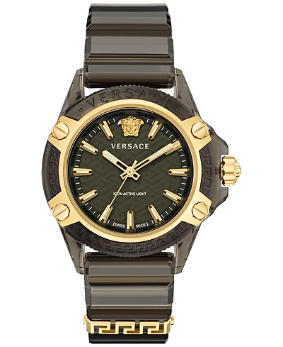 Versace Men's Swiss Icon Active Black Silicone Strap Watch 42mm