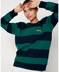 Rebody Active Women's Embroidered Rugby Striped Sweatshirt Sustainable