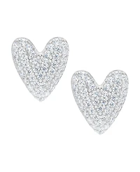 Macy's Silver Plated Brass Cubic Zirconia Heart Stud Earrings