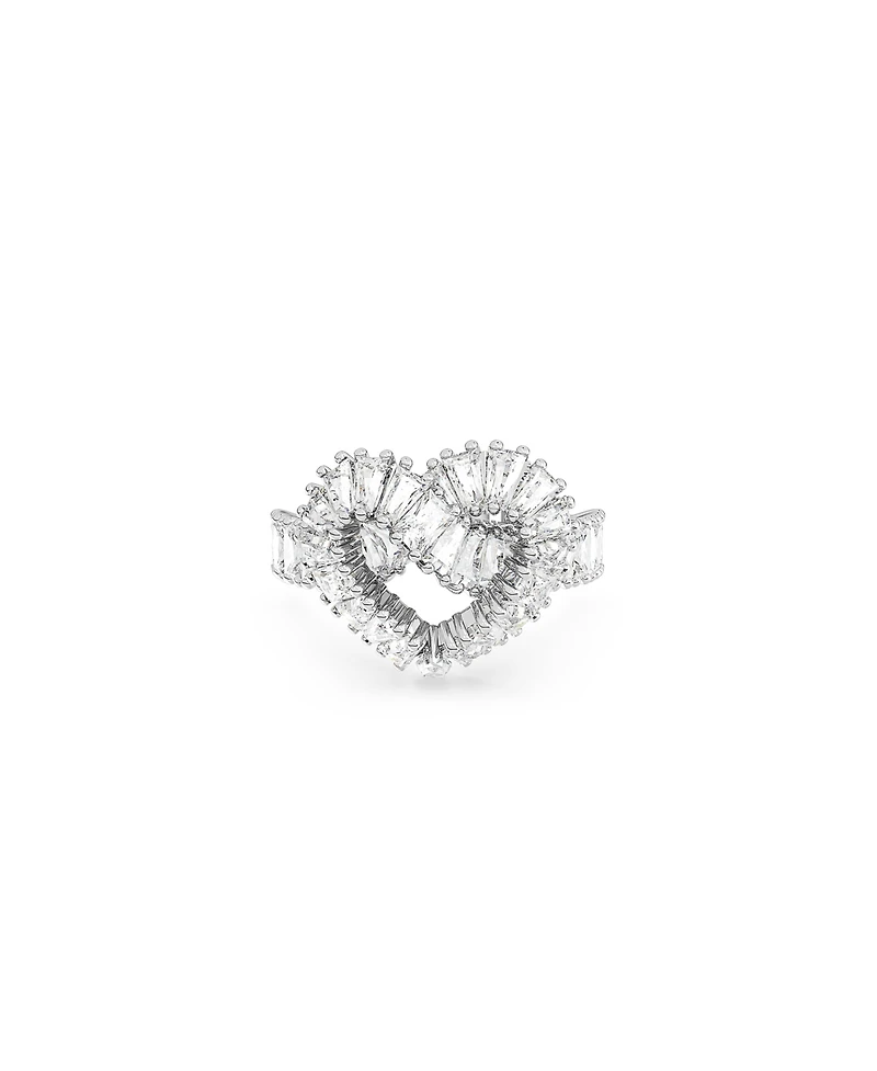 Swarovski Crystal Heart, White Matrix Cocktail Ring