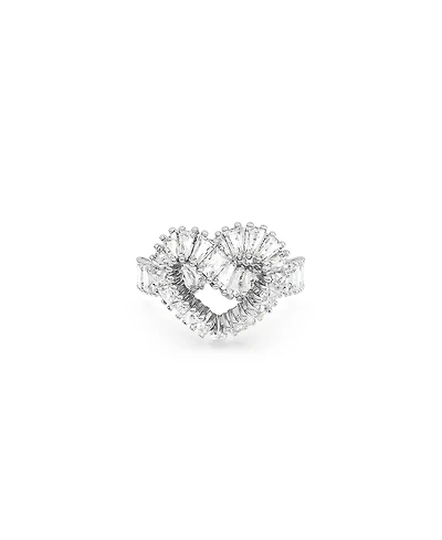 Swarovski Crystal Heart, White Matrix Cocktail Ring