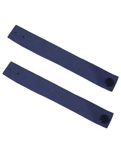 13-Inch Outdoor Curtain Tiebacks with Buttons - Spun Polyester with Resin Buttons - 2-Pack - Blue