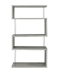 Coaster Home Furnishings 63" Glass 4-Shelf Bookcase with Glass Panels