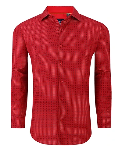 Azaro Uomo Men's Plaid Four-Way Stretch Button Down Slim Fit Shirt