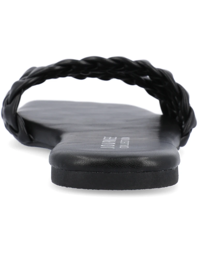 Journee Collection Women's Sawyerr Braided Single Band Flat Sandals