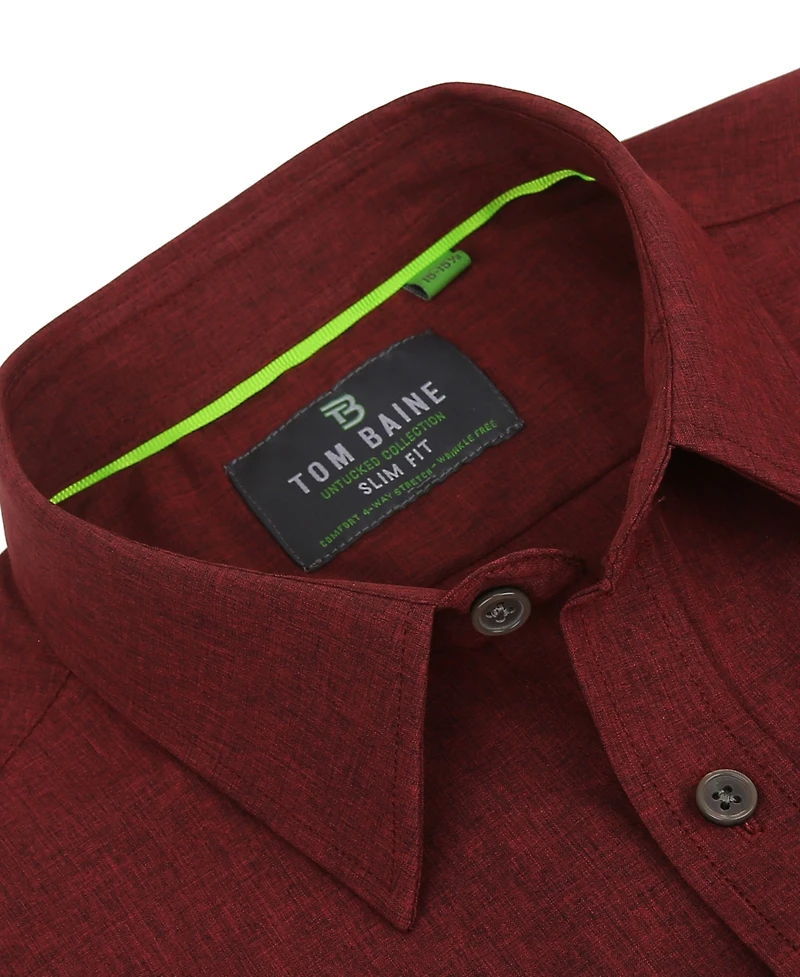 Tom Baine Men's Slim Fit Performance Long Sleeve Solid Button Down Dress Shirt