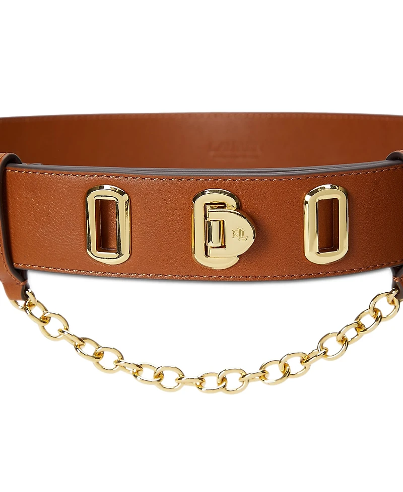 Lauren Ralph Lauren Women's Leather Flip Lock Belt