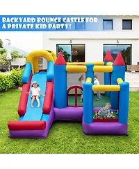 5-In-1 Inflatable Bounce Castle with Basketball Rim & Climbing Wall Blower Excluded