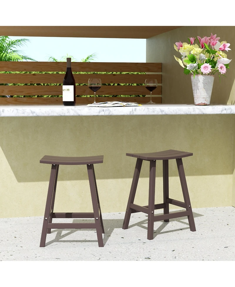 Outdoor Patio Adirondack Counter Height Stool Chair Set of 2