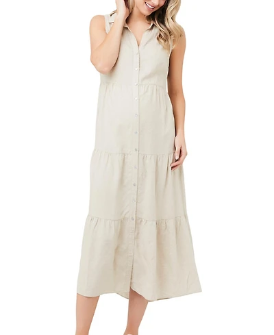 Ripe Maternity Maternity Tracy Button Down Tiered Dress
