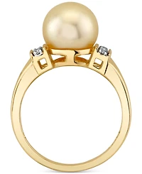 Cultured Golden South Sea Pearl (9mm) & Diamond (1/10 ct. t.w.) Ring in 10k Gold
