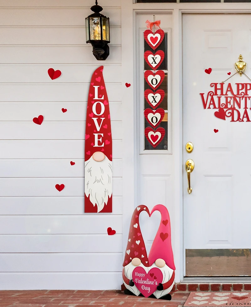 Glitzhome 42" H Valentine's Wooden Gnome Porch Decor