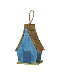 Glitzhome 12.5'' H Distressed Solid Wood Birdhouse with 3D Leaves