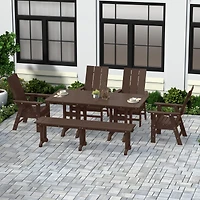 WestinTrends 6 Piece Outdoor Patio Dining Table and Armchair Dining Bench Set