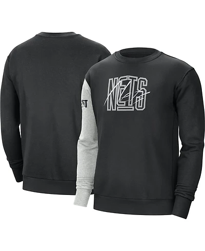 Men's Nike Black, Heather Gray Brooklyn Nets Courtside Versus Force & Flight Pullover Sweatshirt