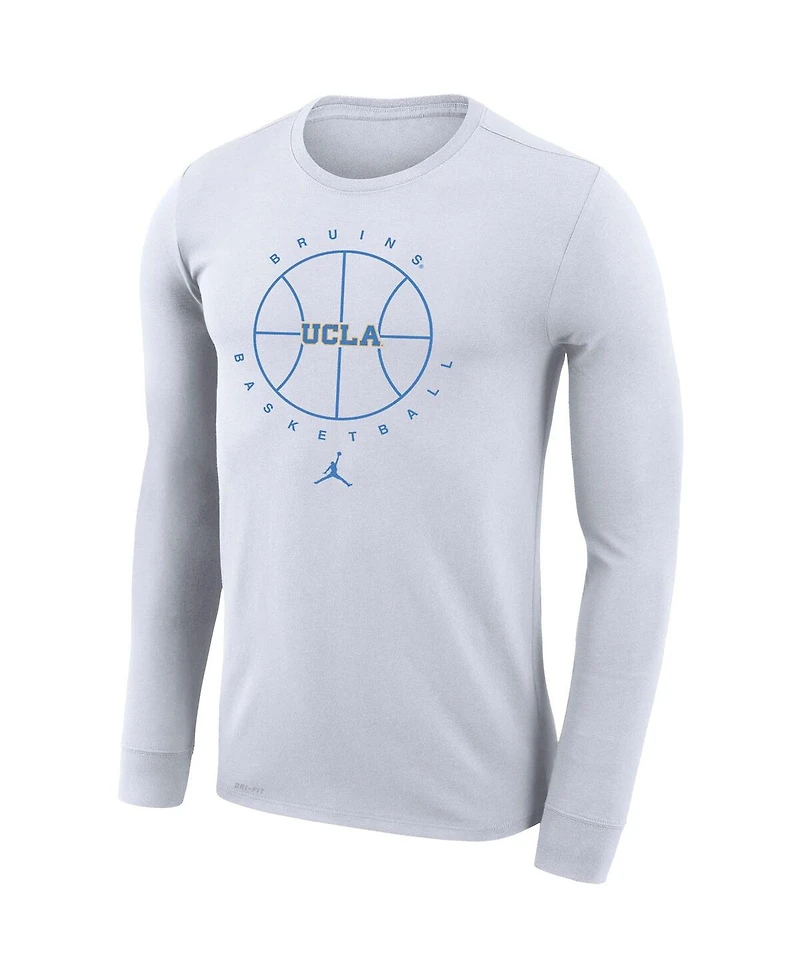 Men's Jordan White Ucla Bruins Basketball Icon Legend Performance Long Sleeve T-shirt