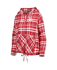 Women's Concepts Sport Crimson Oklahoma Sooners Mainstay Plaid Pullover Hoodie