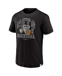 Men's Fanatics Black Brooklyn Nets Reinforce True Classics Vintage-Inspired Slub T-shirt