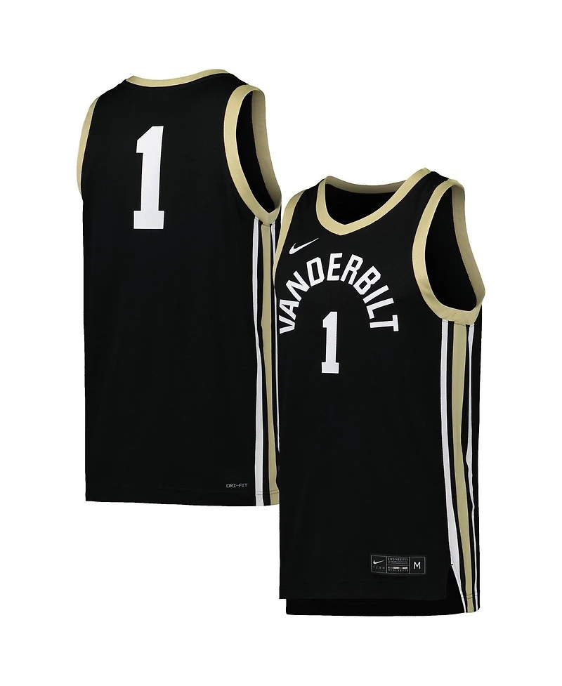 Men's Nike #1 Black Vanderbilt Commodores Replica Basketball Jersey