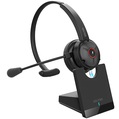 Delton 50X Noise Canceling Bluetooth Computer Headset with Charging Dock, Wireless headset for Laptop/Pc/iMac/Tablet/Smartphones, Compatible with Ms T