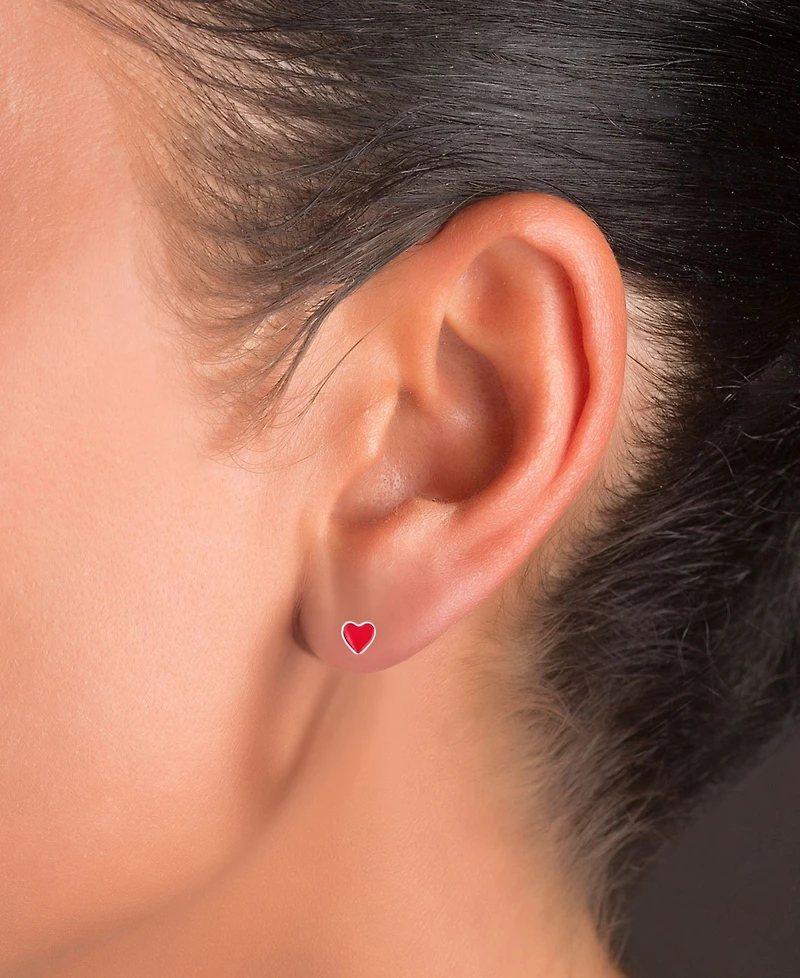 Heart Stud Earrings in Sterling Silver or 14k Gold over Sterling Silver