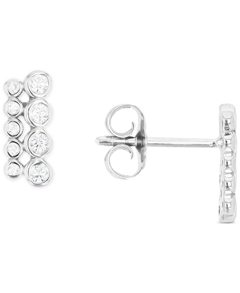 Cubic Zirconia Bar Stud Earrings in Sterling Silver or 14k Gold over Sterling Silver