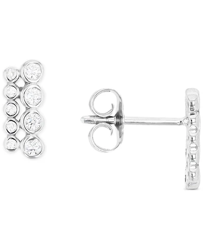 Cubic Zirconia Bar Stud Earrings in Sterling Silver or 14k Gold over Sterling Silver